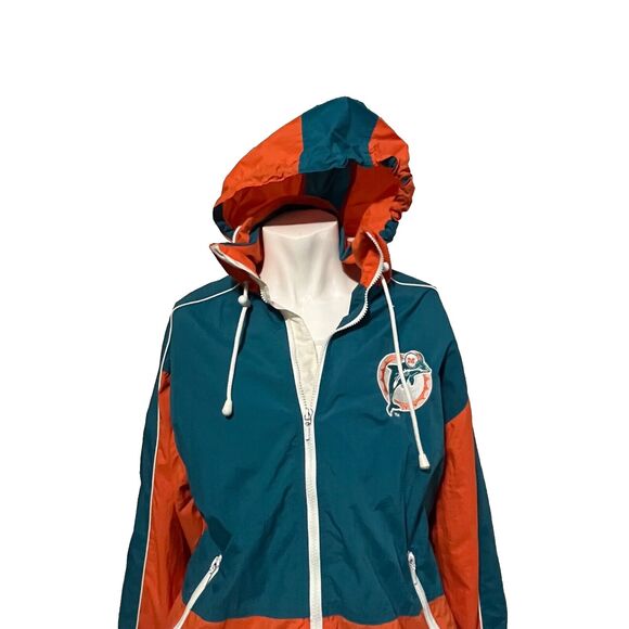 Miami Dolphins Vintage 80s Logo Athletic Hooded Lightweight Jacket Medium - Picture 4 of 12